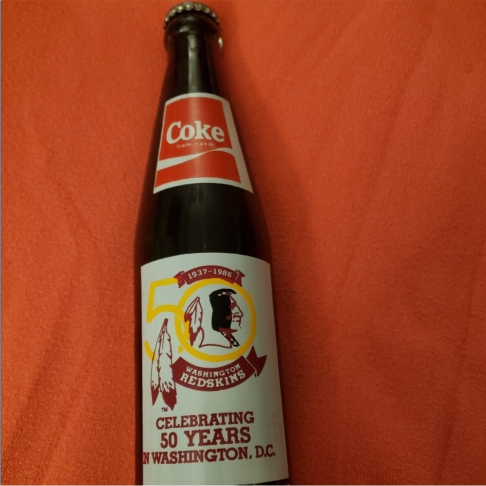 1986 Coca-Cola Washington Redskins 50th Anniversary 10 oz Full Sealed Bottle - Picture 12 of 16